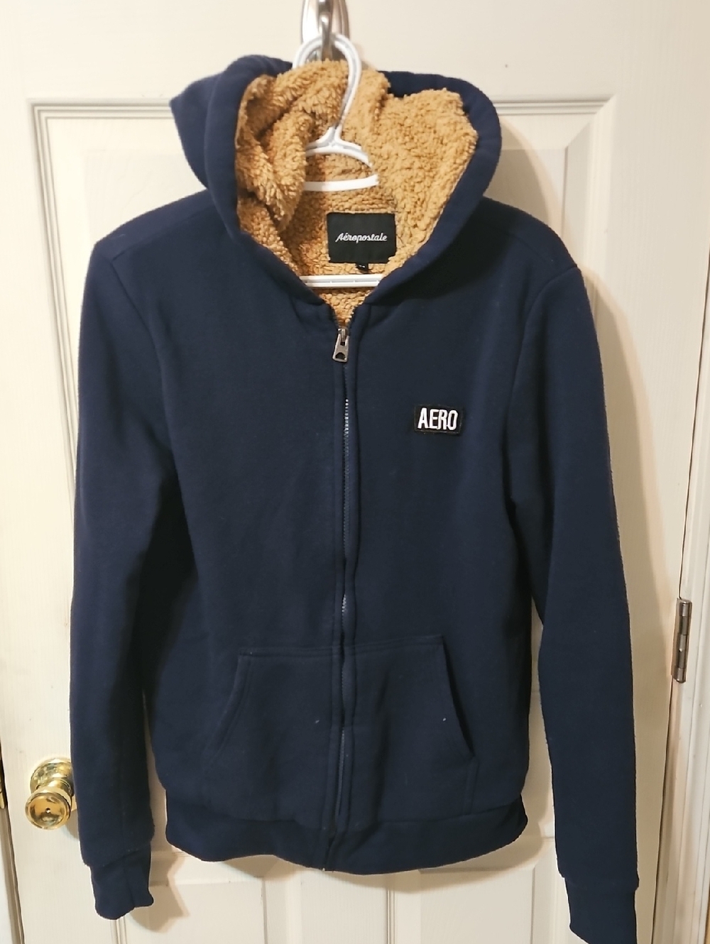 Aeropostale Tan Sherpa-Lined Zip-up Sweatshirt Jacket